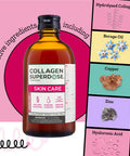 GOLD COLLAGEN Superdose Skin Care- Collagen Nutritional Supplements for Women & Men with Vitamin C Biotin Hyaluronic Acid Zinc Anti-Ageing Liquid for Hydrated Skin Hair Growth Strong Nails 300ml