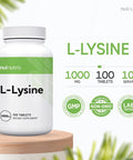 Nui Nutra L-Lysine Tablets Supplement | 1000mg | 100 Tablets | Skin, Bone, Lip, & Gum Support | Promotes Healthy Tissue and Collagen Levels | Non-GMO & Gluten Free | for Men & Women