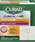 Curad SoothePLUS Gauze Pads with ARM & HAMMER Baking Soda 2" x 2" 25 count White