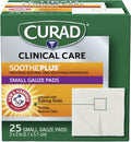 Curad SoothePLUS Gauze Pads with ARM & HAMMER Baking Soda 2" x 2" 25 count White