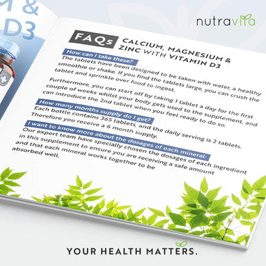 High Strength Calcium Magnesium Zinc And Vitamin D Supplement - 365 Tablets - Calcium (800Mg) Tablets With Vitamin D3 Copper Manganese Boron Selenium Complex For Bone, Skin, Muscle & Teeth - Nutravita