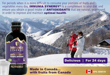 IMMUNIA Synergy - Elderberry and Blueberry Syrup Powerful Polyphenols Antioxidant Alcohol-Free and No Sugar Added - Made In Canada