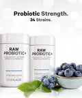 Codeage Raw Probiotic+ Supplement - 34 Probiotic Strains 100 Billion CFUs Raw Whole Food Probiotics Digestive Enzymes Raw Fruits & Veggies Prebiotics - Wild Kefir Culture - Non-GMO - 30 Capsules