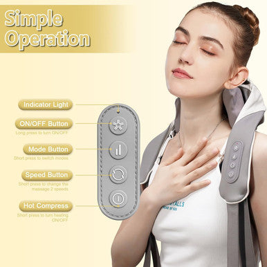 Hwtong Neck Massager With Heat, Cordless Deep Tissue 6D Expert Kneading Massage, Shiatsu Neck And Shoulder Massage Pillow For Neck, Traps, Back And Leg Pain Relief, Ideal For Family