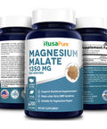 Magnesium Malate 1350 mg 200 Veggie Capsules (Vegan, Non-GMO & Gluten-Free) High Potency