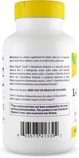 Healthy Origins L-Glutathione (Setria) 500 mg 60 Veggie Caps