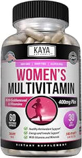 Kaya Naturals Womens Multivitamin Overall Healthy Antioxidant and Immune Support Vitamins A D C E Biotin Folic Acid and MultiMineral Energy and Metabolism Vitamin Supplement 60 Count