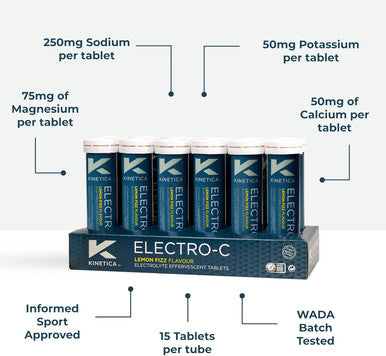 Kinetica Kinetica Electro-C Lemon Flavour Electrolytes Rehydration Drink Tablets 12 Pack
