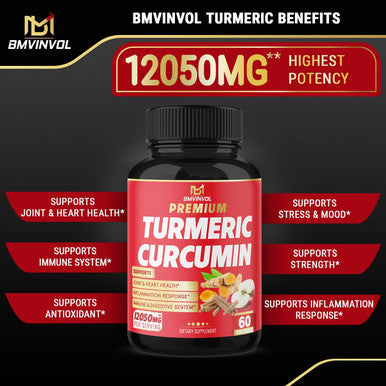 2 Packs Premium Turmeric Curcumin Supplement 12050mg with Ginger Apple Cider Vinegar Black Pepper 95 Curcuminoids Joint Supplement Antioxidant Tumeric Supplements Capsules