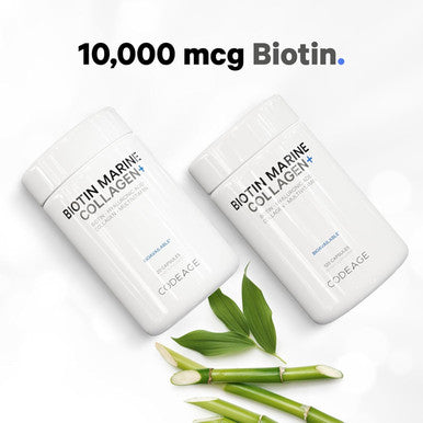 Codeage Biotin Marine Collagen Peptides - Wild-Caught Marine Collagen Types I & III 10000 mcg Biotin Vitamins C & E Hyaluronic Acid Amino Acids Fruit and Herb Blend Non-GMO - 120 Capsules