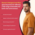 Doctor'S Recipes Iron Supplement, Iron Bisglycinate With Vitamin C, B6, Folate & B12, Non-Constipating, Stomach Friendly, Gentle Iron Pills For Iron Deficiency, Blood & Energy Support, 60 Vegan Caps