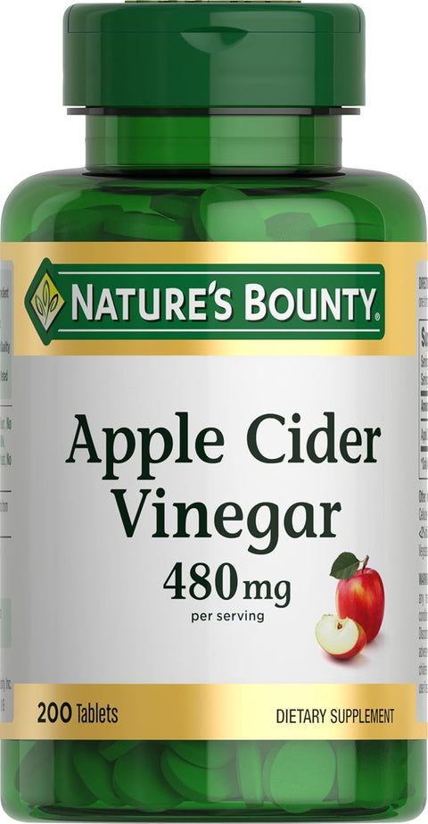 Nature's Bounty Apple Cider Vinegar 480mg, 200 Tablets