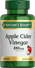 Nature's Bounty Apple Cider Vinegar Pills Vegetarian Supplement Plant Based 480Mg 200 Tablets