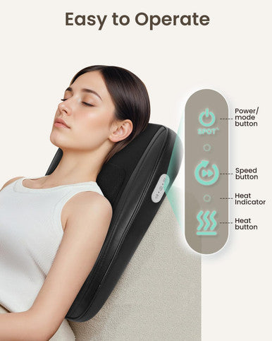 Snailax Back Massager For Pain Relief Deep Tissue, Lower Back Massager With Soothing Heat, Neck Shoulder Massage Pillow, Gifts For Men, Women, Black
