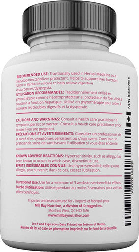 Mill Bay Milk Thistle Extract Helps Support Liver Function. 100 Vegan, Non-GMO Silymarin Capsules