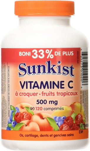 Sunkist Chewable Vitamin C Tablet, Tropical Breeze, 500mg