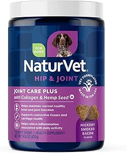 NaturVet Hemp Advanced Joint Health Dog Supplement Plus Hemp Seed ÃƒÂ¢Ã¢â€šÂ¬Ã¢â‚¬Å“ Helps Support Joint Health in Dogs ÃƒÂ¢Ã¢â€šÂ¬Ã¢â‚¬Å“ Includes, Collagen, Glucosamine, MSM, Chondroitin, Omegas ÃƒÂ¢Ã¢â€šÂ¬Ã¢â‚¬Å“ 60 Ct.