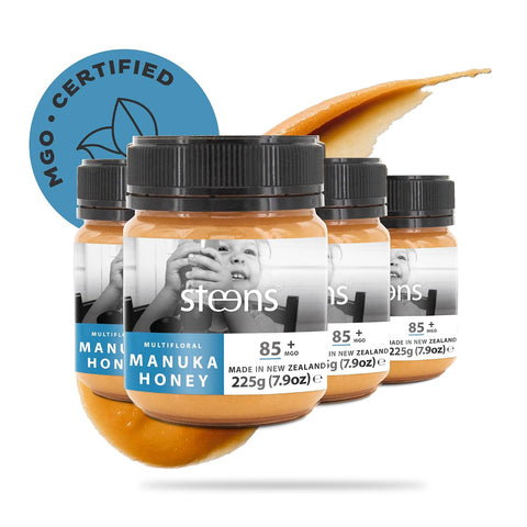 Steens Manuka Honey - MGO 85+ - Pure & Raw 100% certified multifloral Manuka Honey - Bottled and Sealed in New Zealand - 7.9oz