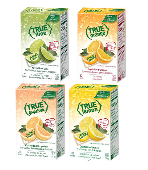 True Citrus TRUE LEMON Original Lemonade Drink Mix No Artificial Sweeteners Low Calorie Water Flavor Packets & Water Enhancer with Stevia 30 Count (Pack of 1)