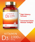 Carlyle Vitamin D3 2000 Iu Softgels | 400 Count | Non-Gmo, Gluten Free Formula | 50 Mcg | Vitamin D Supplement