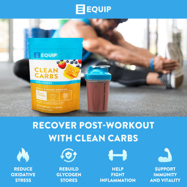 Equip Foods Clean Carbs | 15+ Fruits and Honey Superfood Powder | Post Workout Recovery Powder | Antioxidants Carbohydrate Supplement | Immune Support Carb Cleaner | 20 Servings Unflavored