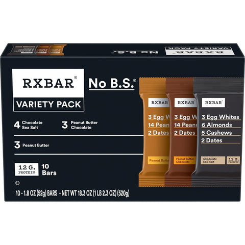RXBAR Protein Bars, Protein Snack, Snack Bars, Peanut Butter Chocolate, 18.3oz Box (10 Count)
