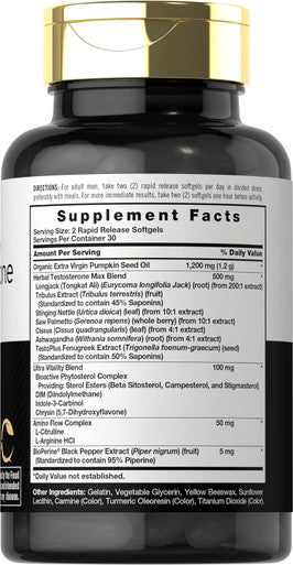 Carlyle Testosterone Power for Men | 60 Rapid Release Softgels | Non-GMO Gluten Supplement