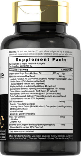 Carlyle Testosterone Power For Men 60 Rapid Release Softgels Non-Gmo, Gluten Free Supplement