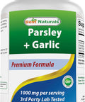Best Naturals Parsley and Garlic 1000 mg per Serving 250 Vegetarian Capsules. Gluten and Non-GMO.