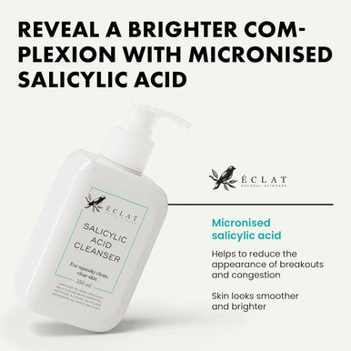 Eclat Skincare Salicylic Acid Cleanser - Acne Face Wash With Niacinamide Vitamin E & Green Tea - Pore Cleanser For All Skin Types - Blemish Fighting Face Wash - 150Ml
