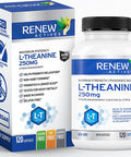 Renew Actives L-Theanine Supplement, 250Mg Max Strength! Promotes Alertness Without Drowsiness. Natural, Fast-Acting Supplements For Less Stress & More Calm, 120 Vegan Capsules, Made In Canada!