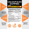 Sugar Free Calcium Gummies with Vitamin D3 - Premium Calcium Phosphate & Vitamin D Gummy Chews Support Bones & Teeth - Nature's Non-GMO Supplement, Tasty Orange Flavor, for Everyone - 120 Gummies