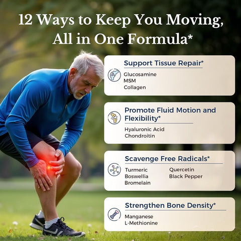 Vitalitown Glucosamine Chondroitin Msm Collagen Boswellia Turmeric Hyaluronic Acid Bromelain Triple Action+ Formula 12 Ingredients 90 Tablets No Shellfish