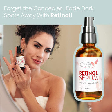Retinol Serum by Eva Naturals 2.5 Retinol Serum for Face with Hyaluronic Acid Vitamin E Organic Aloe Retinol Face Serum that Reduce Wrinkles Fine Lines Dark Spots Anti Aging Serum 2 oz