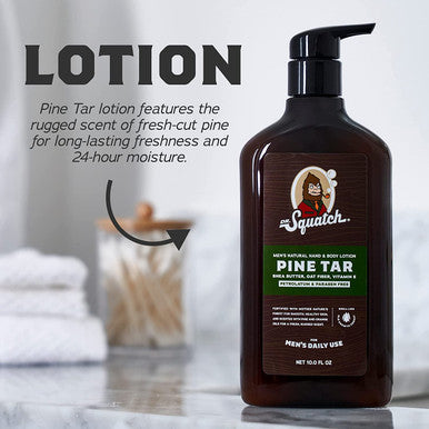 Men's Natural Lotion by Dr. Squatch - Non-Greasy Men's Lotion - 24-hour moisturization hand and body lotion - Made with Shea Butter, Coconut Oil, and Vitamin E - Pine Tar (2 Pack)
