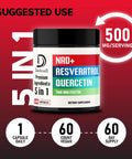 DEDICAD Nad+ Supplement 500Mg - Pure Nad Supplement - Combined To Fisetin, Tmg, Resveratrol And Quercetin - Energy And Dna Repair, Aging Defense, Brain Function - 60 Capsules