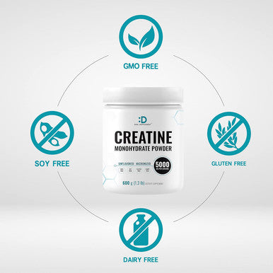 Deal Supplement Creatine Monohydrate Powder 600 Grams (1.32lb) Unflavored | Pure | Micronized Creatine Powder 5000mg(5g) Per Serving 4 Month Supply Vegan | Keto Non-GMO No Filler No Additives - 120 Servings