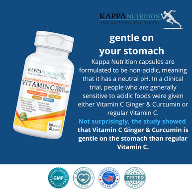 KAPPA NUTRITION Vitamin C 1,000mg, Ginger, Curcumin, Piperine, 4 in 1 Advanced Complex, (120 Capsules) from