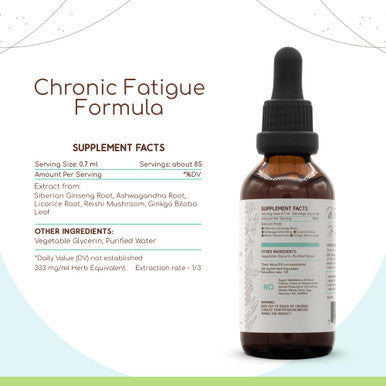 Herbera Chronic Fatigue Formula B60 Alcohol-Free Extract Tincture: Siberian Ginseng Root, Ashwagandha Root, Licorice Root, Ginkgo