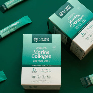 Nature'S Sunshine Marine Collagen - Premium Wild-Caught Alaskan Pollock Collagen Powder - Unflavored To-Go Sticks To Support Radi
