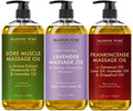 Majestic Pure Sore Muscle Massage Oil, Lavender Massage Oil & Frankincense Massage Oil Bundle 8 fl oz Each