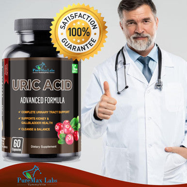 YUMMYVITE Uric Acid Advanced Formula Kidney, Liver, Gallbladder, Urinary Tract Cleanse With Cranberry, Chanca Piedra, Tart Cherry, Milk Thistle And Bromelain 60 Capsules