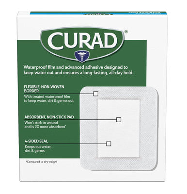 Curad White Waterproof Adhesive Pads 4 x 4 inches 4 Boxes