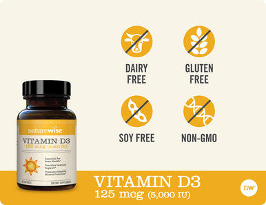 NatureWise Vitamin D3 5000iu 125 mcg Gluten Free in ColdPressed Organic Olive Oil No Artificial Color 90 Count Pack of 1