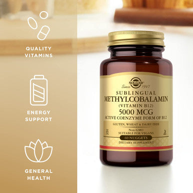 Solgar Methylcobalamin (Vitamin B12) 5000 Mcg - 60 Nuggets Pack Of 3 - Supports Energy Metabolism - Vitamin B - Non-Gmo Vegan Gluten Free - 180 Total Servings