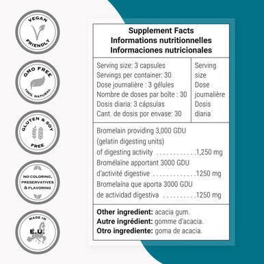 Supersmart Bromelain 1500 mg 3000 GDU Per Day Enzymes Extracted from Pineapple Roots Anti Inflammatory Supplement Digestive System Booster NonGMO Gluten Free 90 DR Capsules