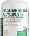 Bronson Magnesium Glycinate 400Mg Extra Strength, Vegetarian, Chelated For Absorption Gentle On The Stomach, Non-Gmo, 60 Tablets