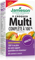 Jamieson 100% Complete Chewable Multivitamin For Adults Citrus Twist Multi 60 Chewable Tablets