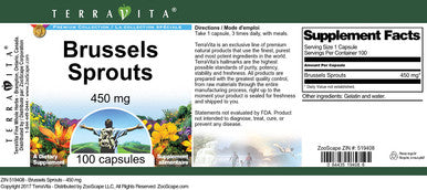 Terravita Brussels Sprouts - 450 Mg (100 Capsules, Zin: 519408)