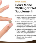 Lions Mane Mushroom Extract Supplement 2000Mg - 180 High Strength Vegan Tablets With Black Pepper - (Not Powder Or Capsules) Made In The Uk By Leaf Products